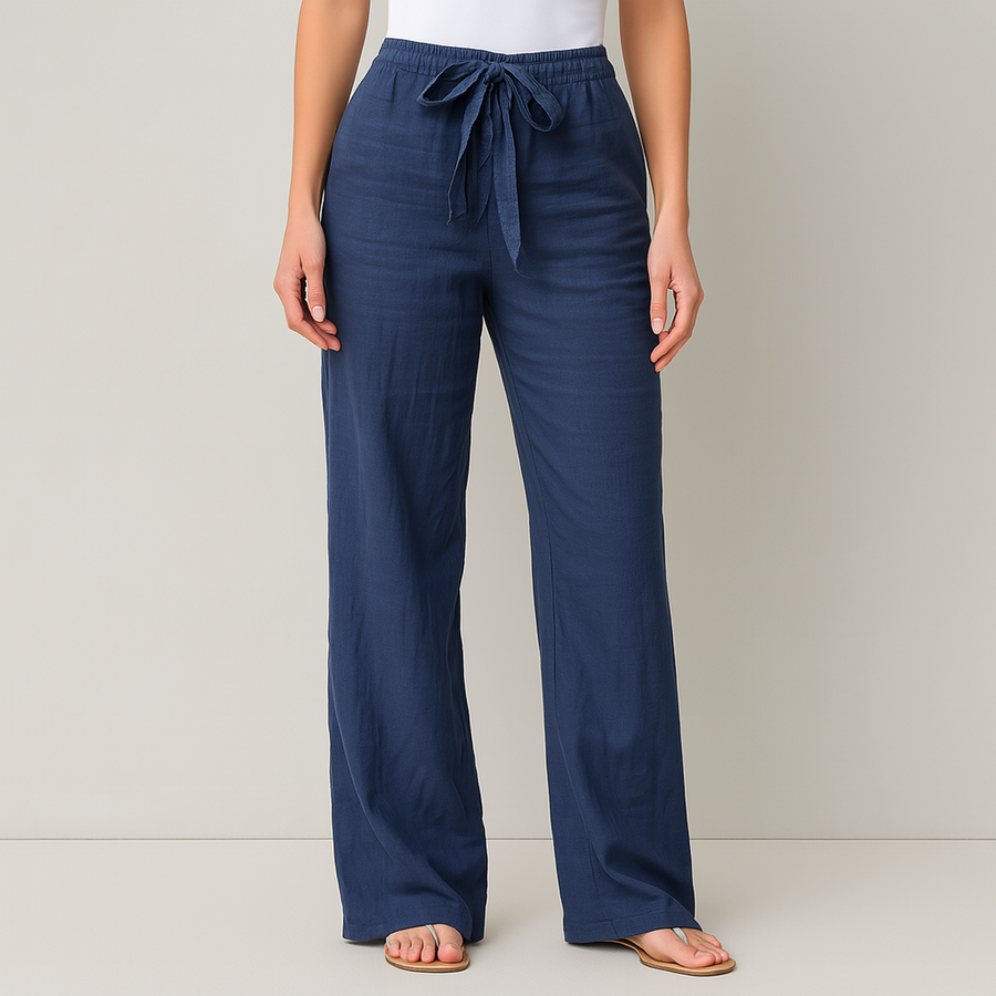 Sloan tie waist linen pants front view