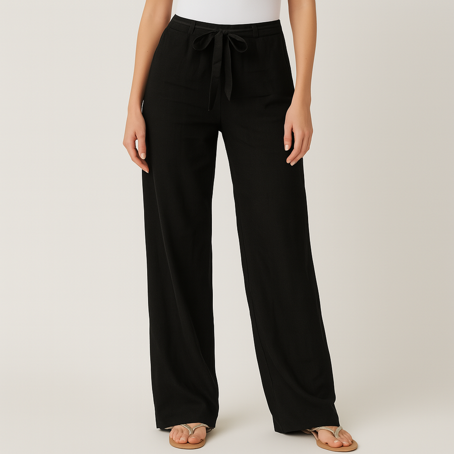Sloan linen pants side view on model