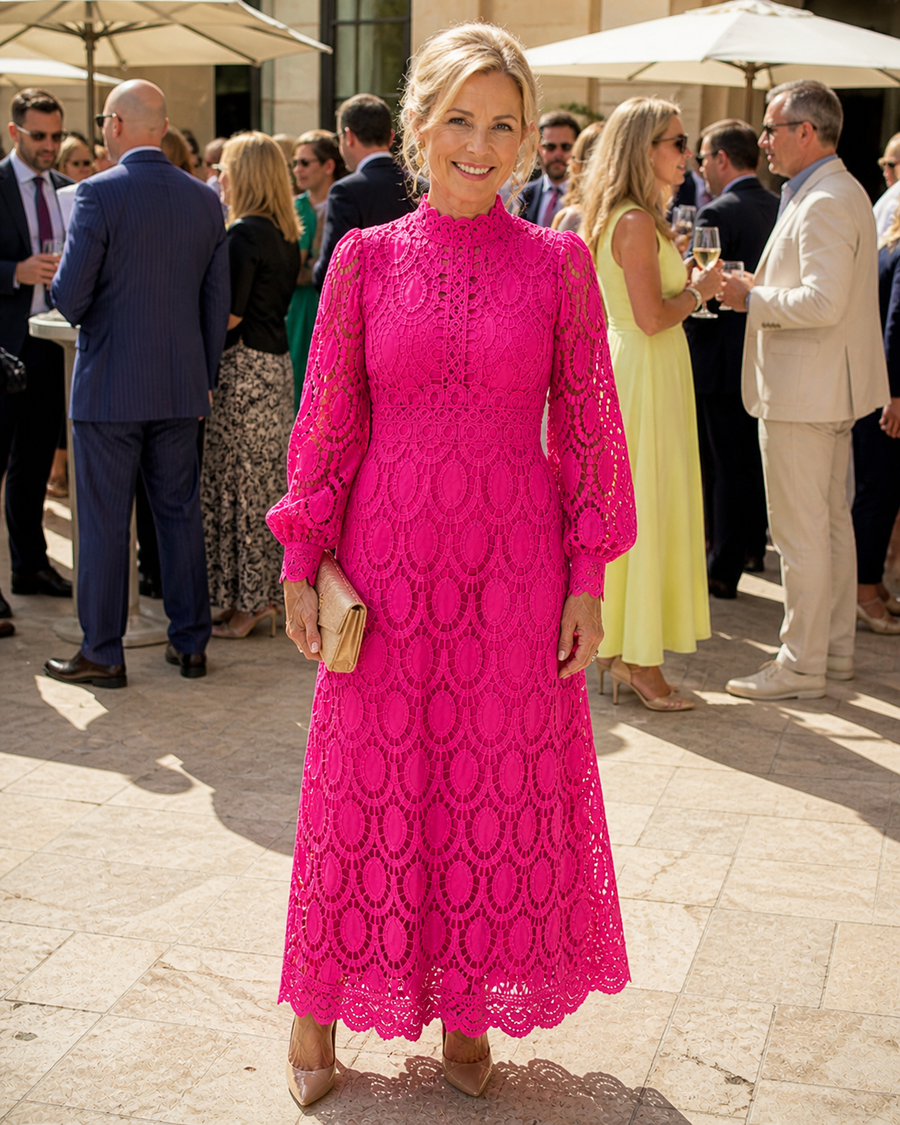 Eloah Lace Midi Dress, Elegant Lace Dress for Special Occasions