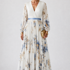 Lavinia Long Sleeve V Neck Floral Maxi Dress