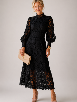 Eloah Lace Midi Dress, Elegant Lace Dress for Special Occasions