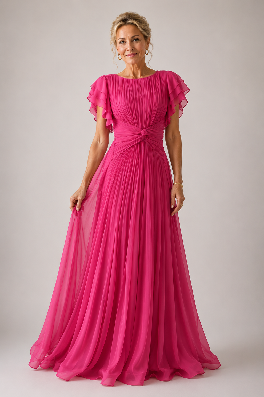 Rory Pleated Evening Dress | Elegant Pleated Formal Occasion Dress