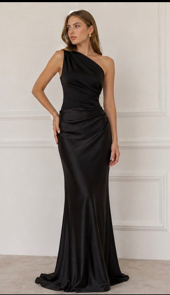 Sophia Satin Maxi Dress with a Guilt