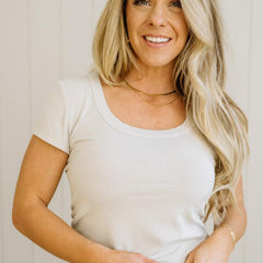 Etta scoop neck ribbed tee in natural
