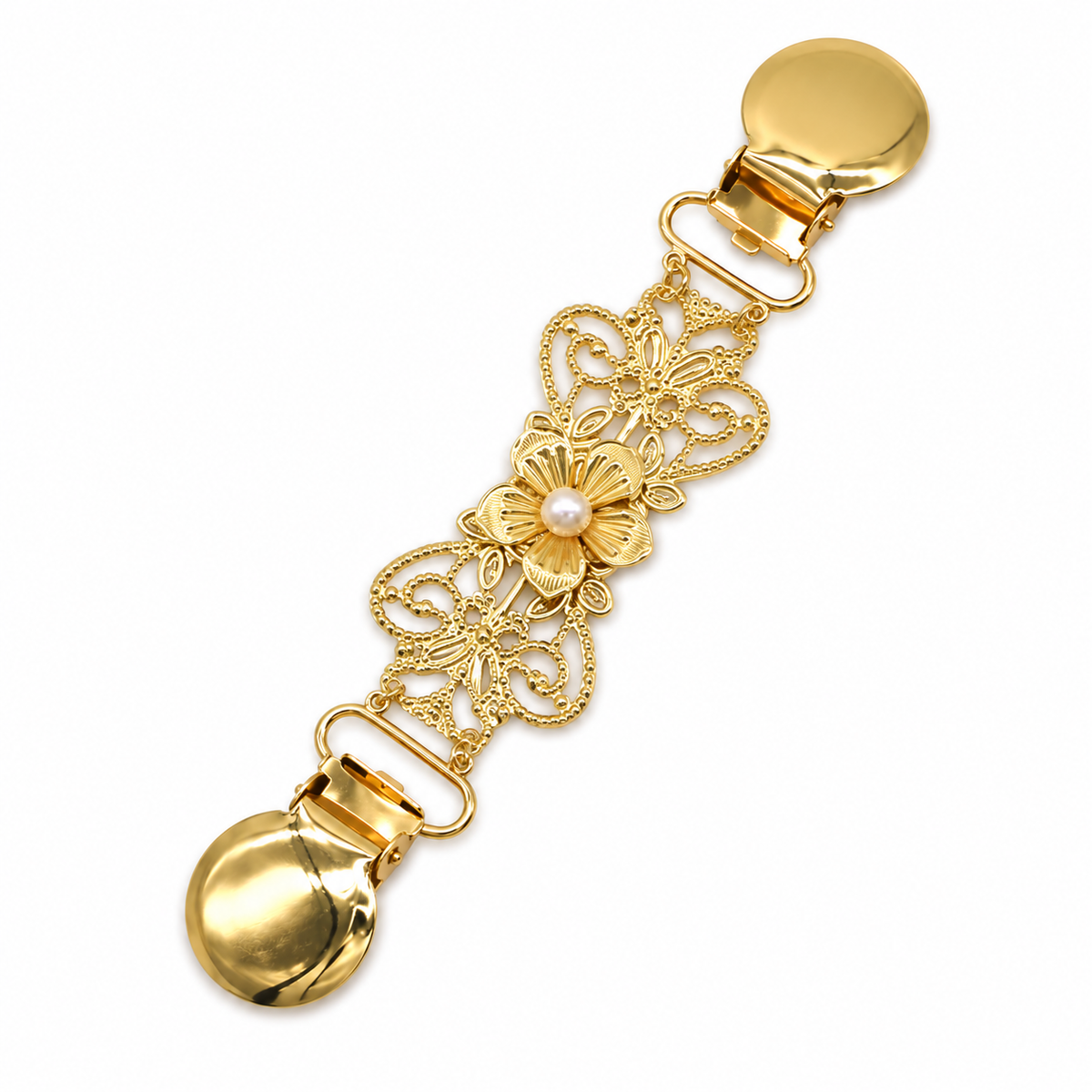 Winnie Pearl Sweater Clip, Gold Filigree Flower