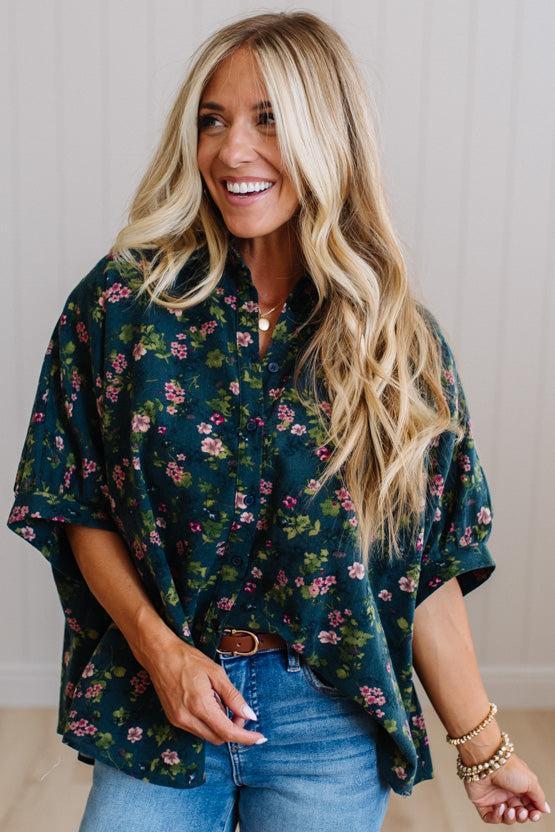Elyse floral top, sleeve detail