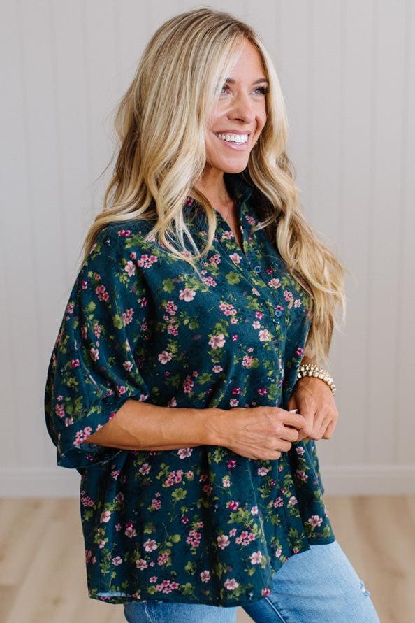 Elyse floral top, print detail