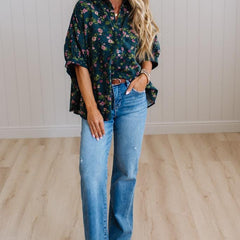 Elyse floral oversized buttoned top