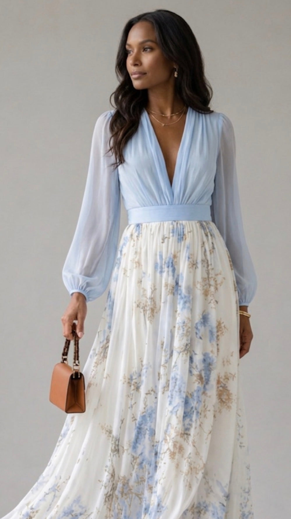 Peniel Maxi Dress in Elegant Floral Print