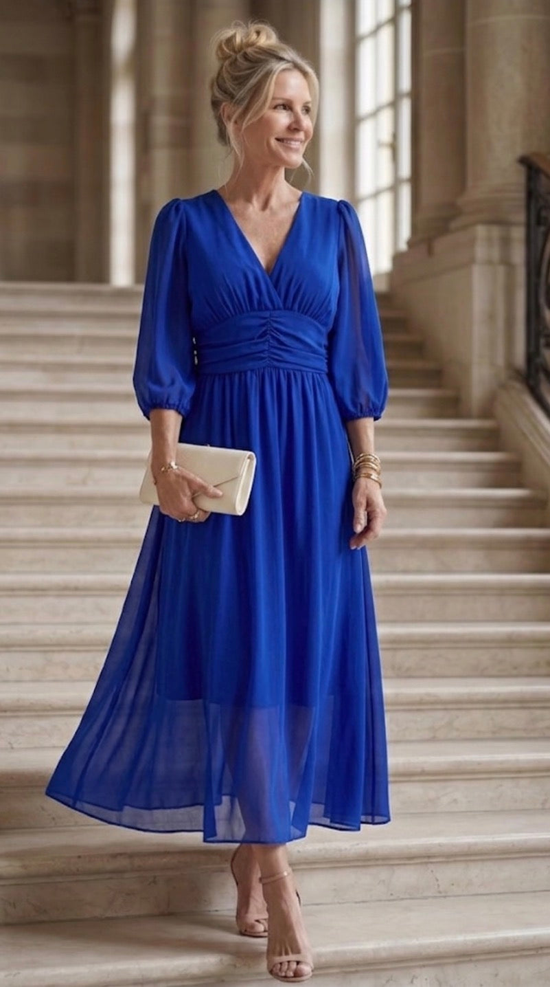 Nia Elegant Wrap Dress with Adjustable Tie Waist
