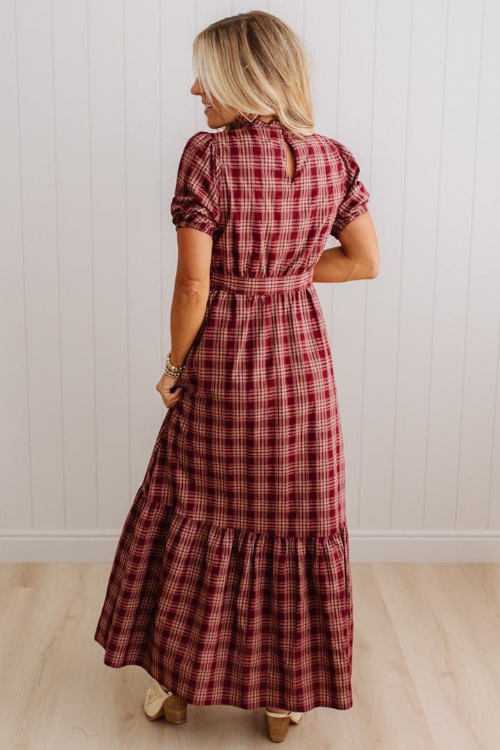Foster plaid maxi dress Cherry Wood, side
