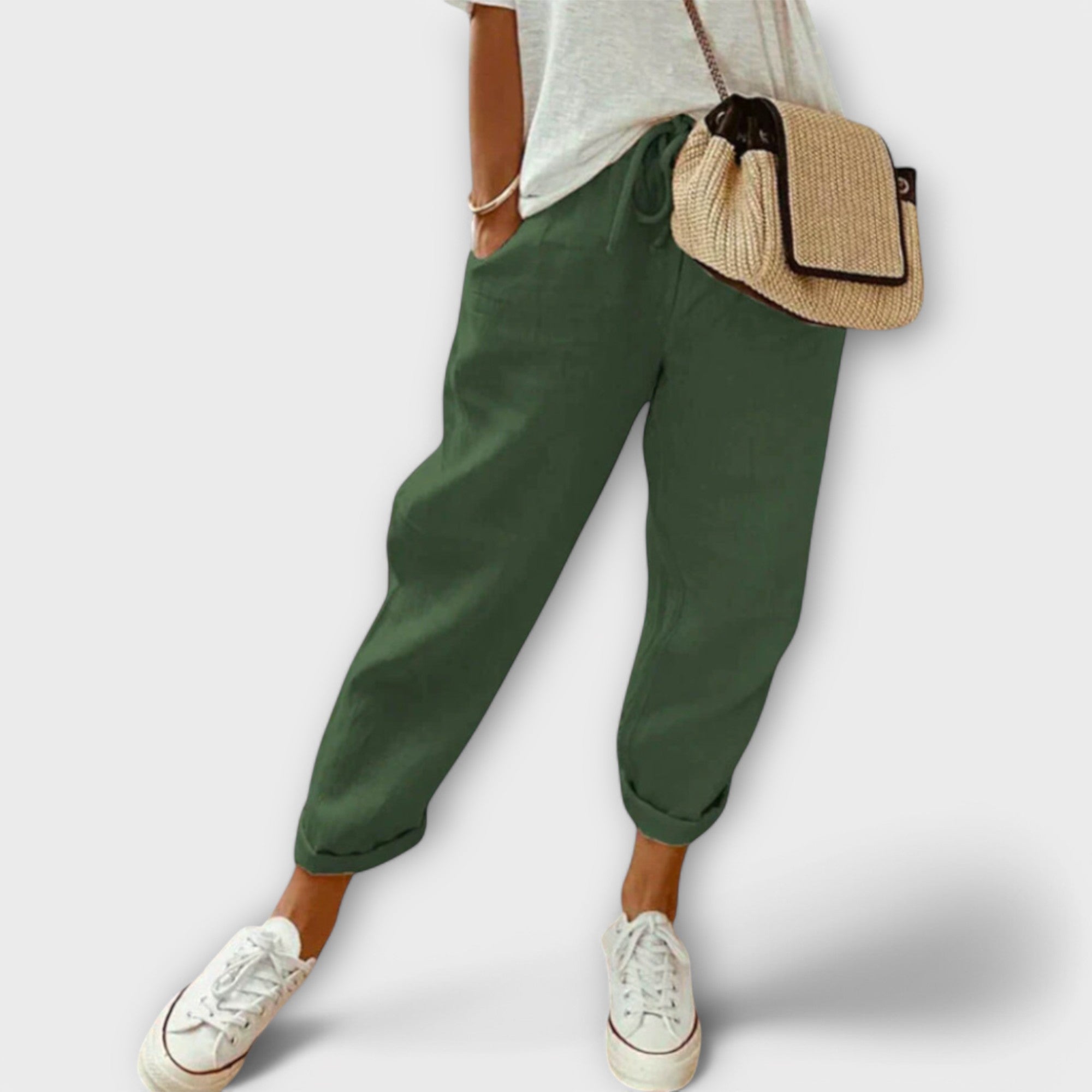Janelle linen trousers in green