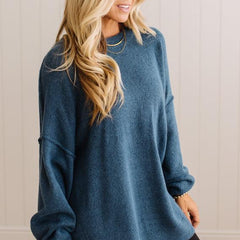 Jada oversized melange sweater in Dusty Blue