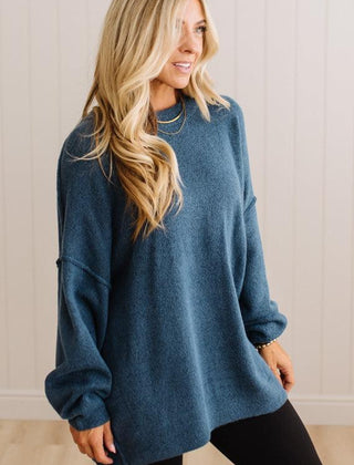 Jada oversized melange sweater in Dusty Blue