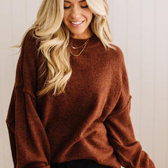 Jada oversized melange sweater in Heather Brown