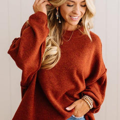 Jada oversized melange sweater in Heather Rust