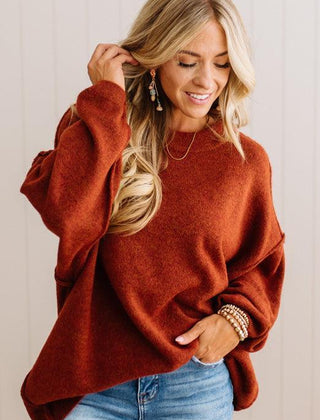 Jada oversized melange sweater in Heather Rust