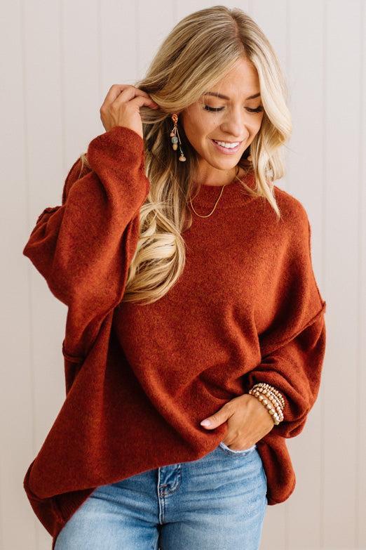 Jada oversized melange sweater in Heather Rust