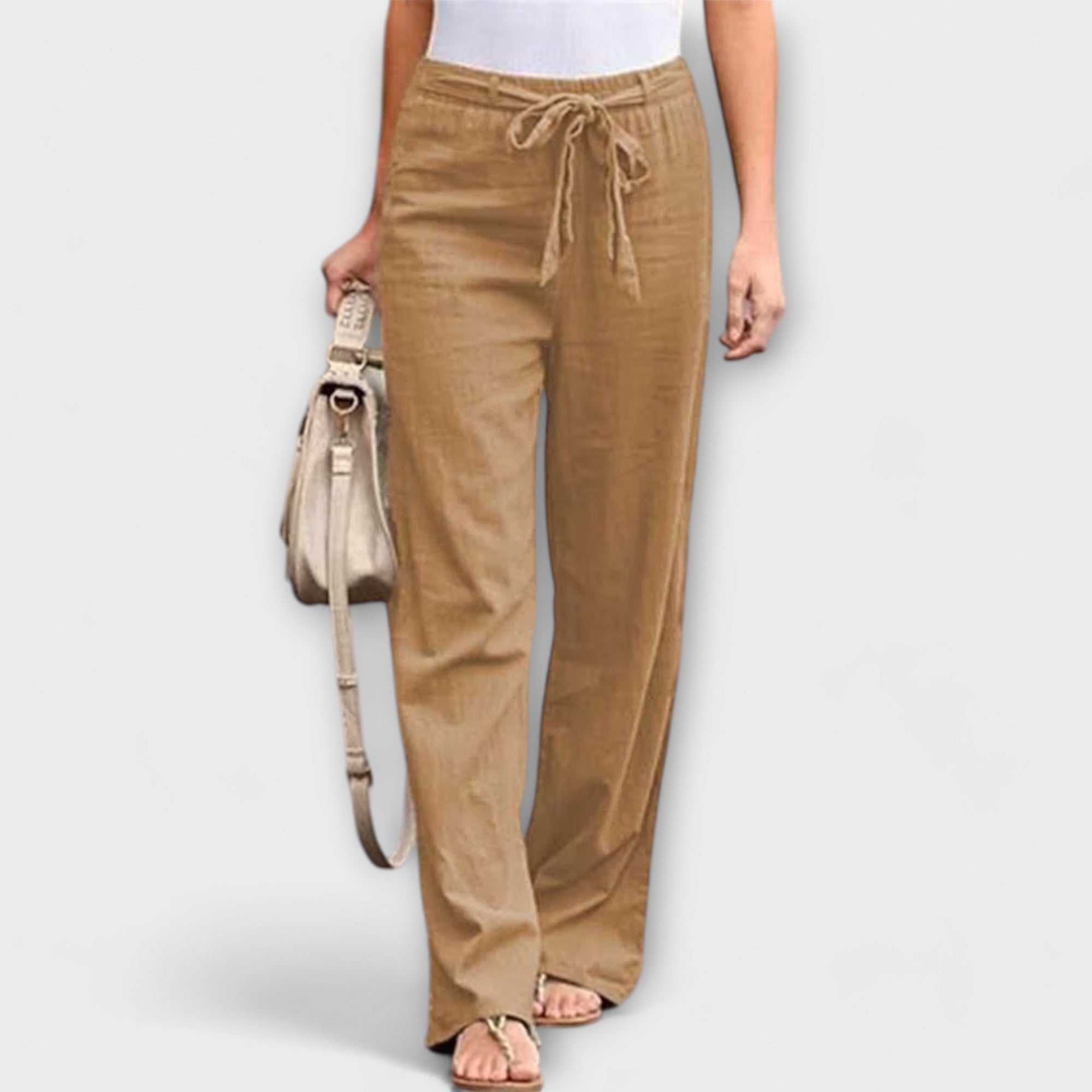 Valery linen trousers in a neutral tone