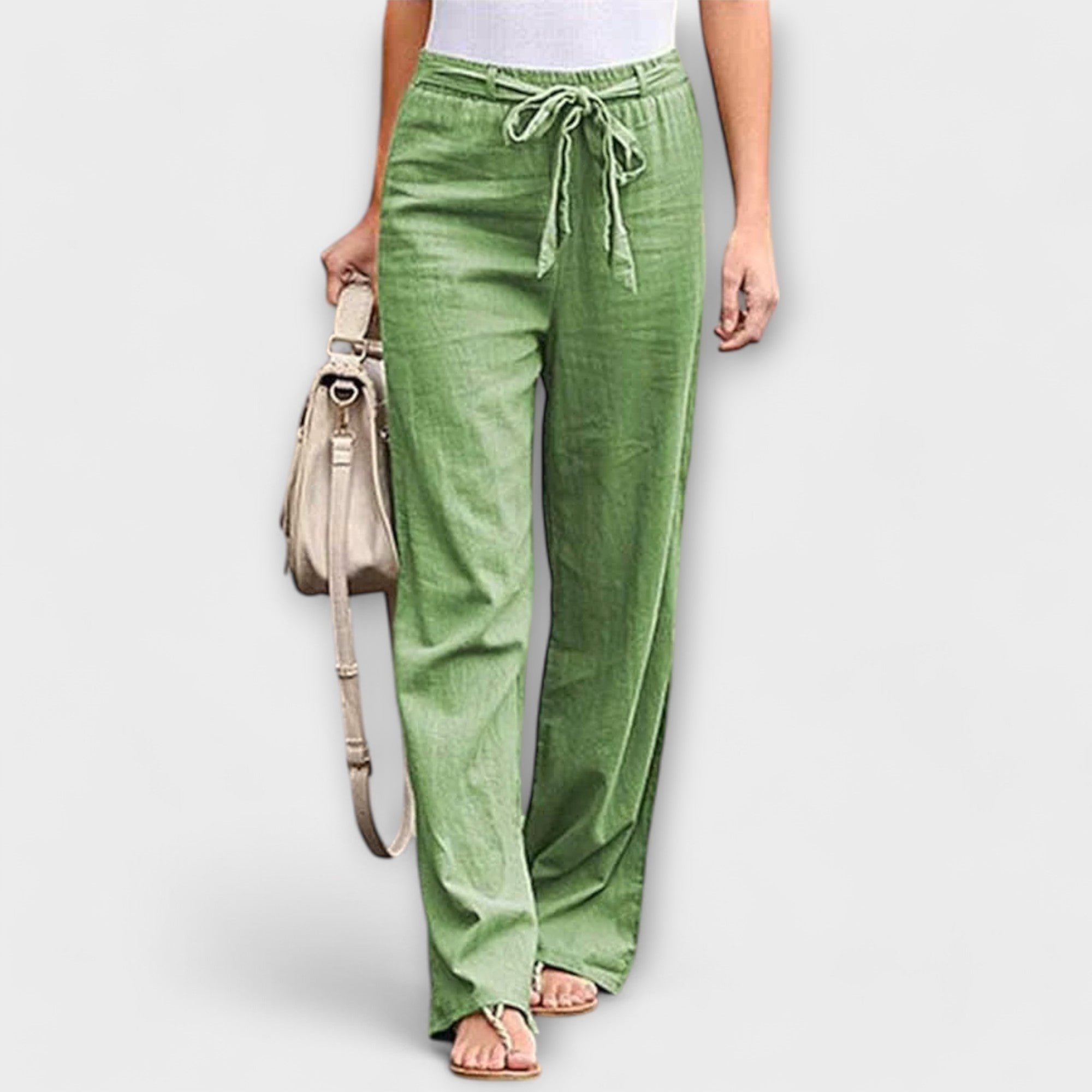 Valery linen trousers shown from the side