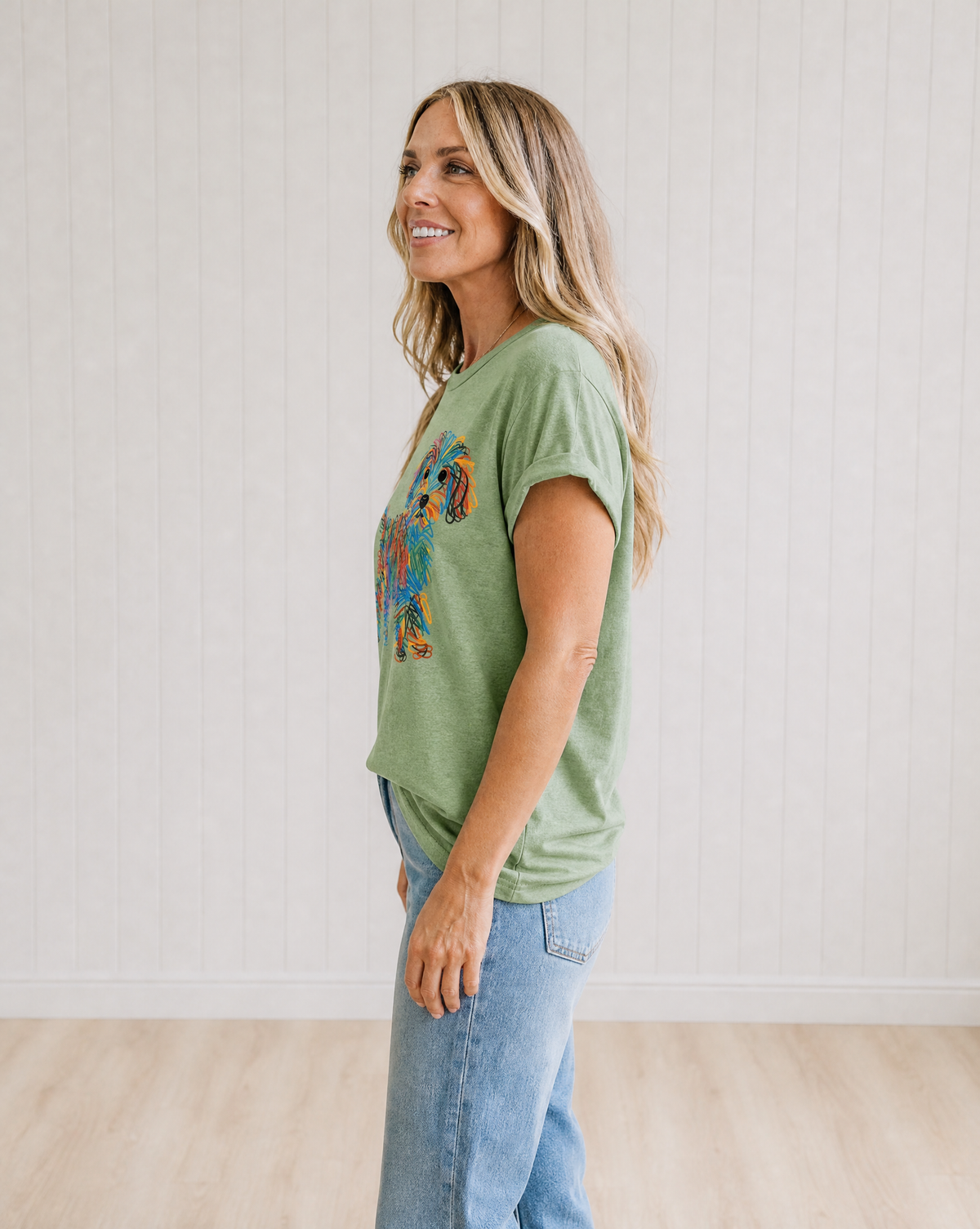 Bella Colourful Dog Print Tee