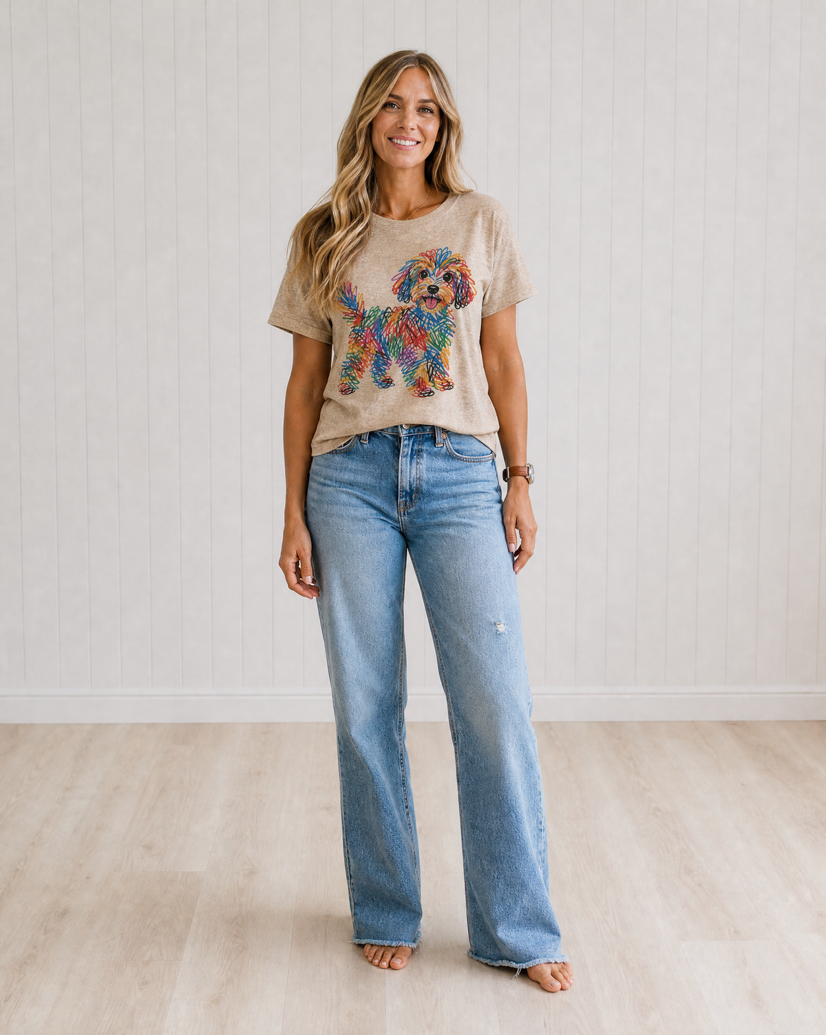 Bella Colourful Dog Print Tee