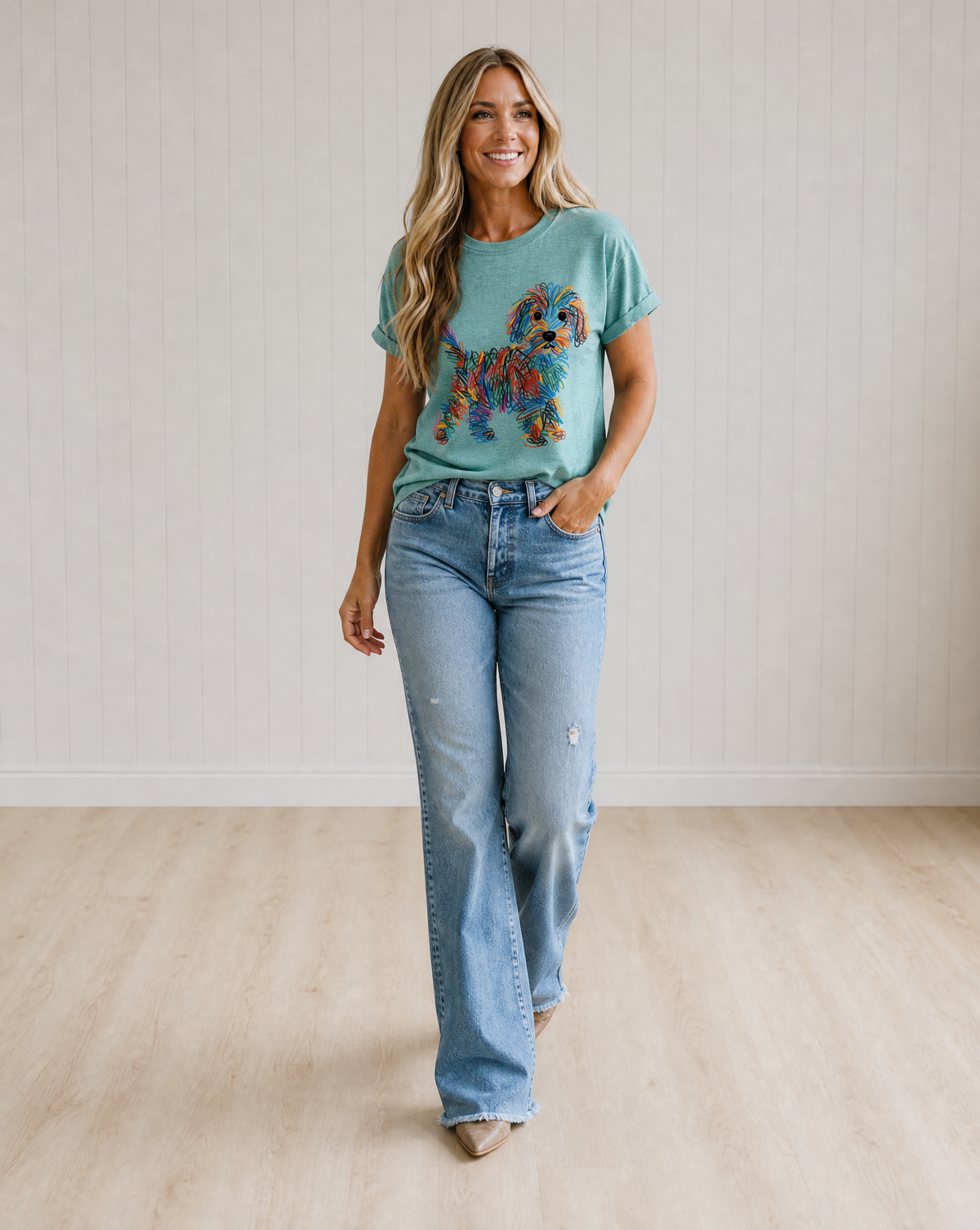 Bella Colourful Dog Print Tee