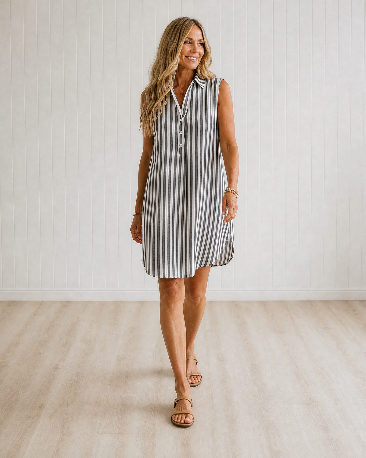 Calla Striped Shirt Collar Dress