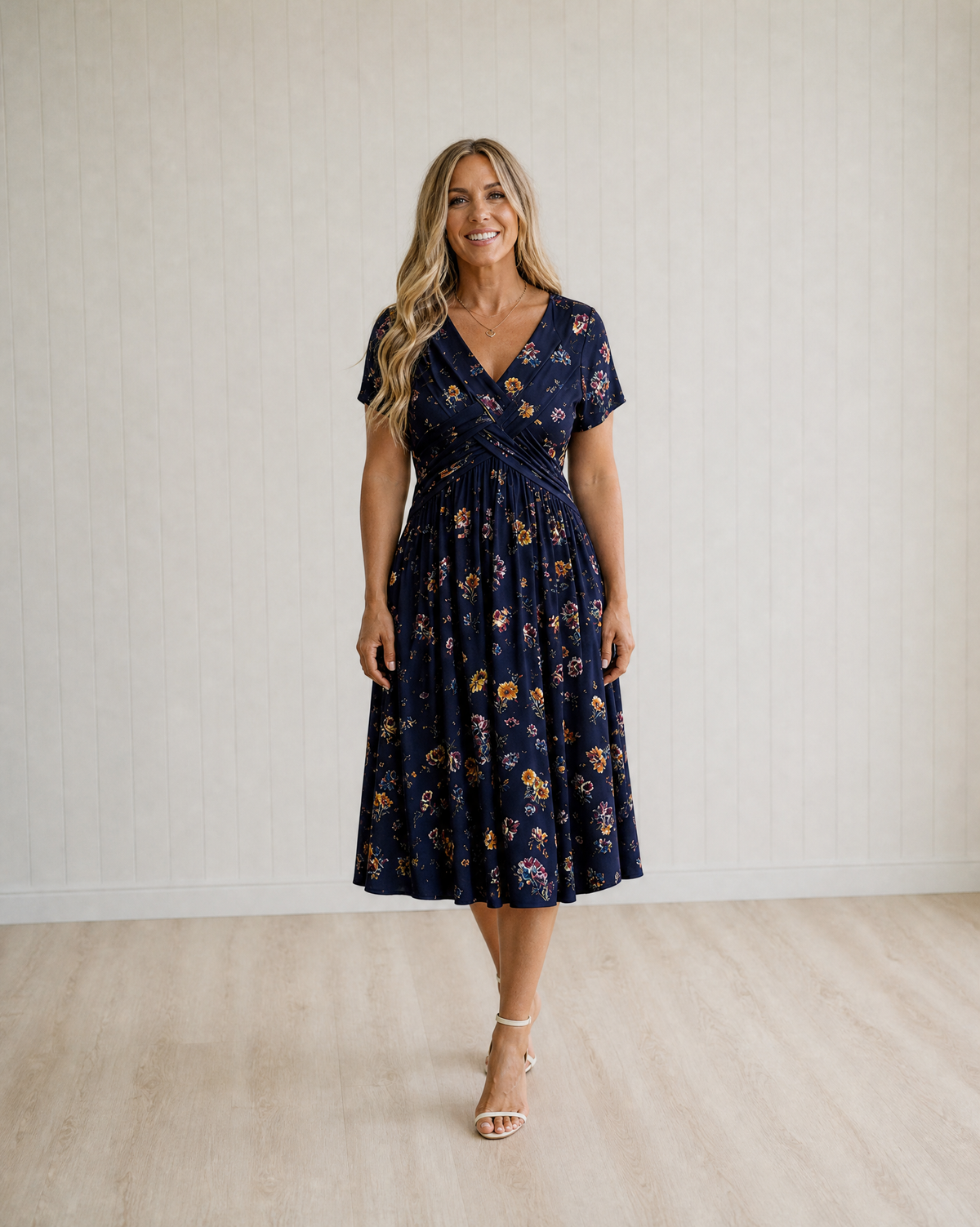 Clara V-Neck Floral Print Dress with Twist Waist