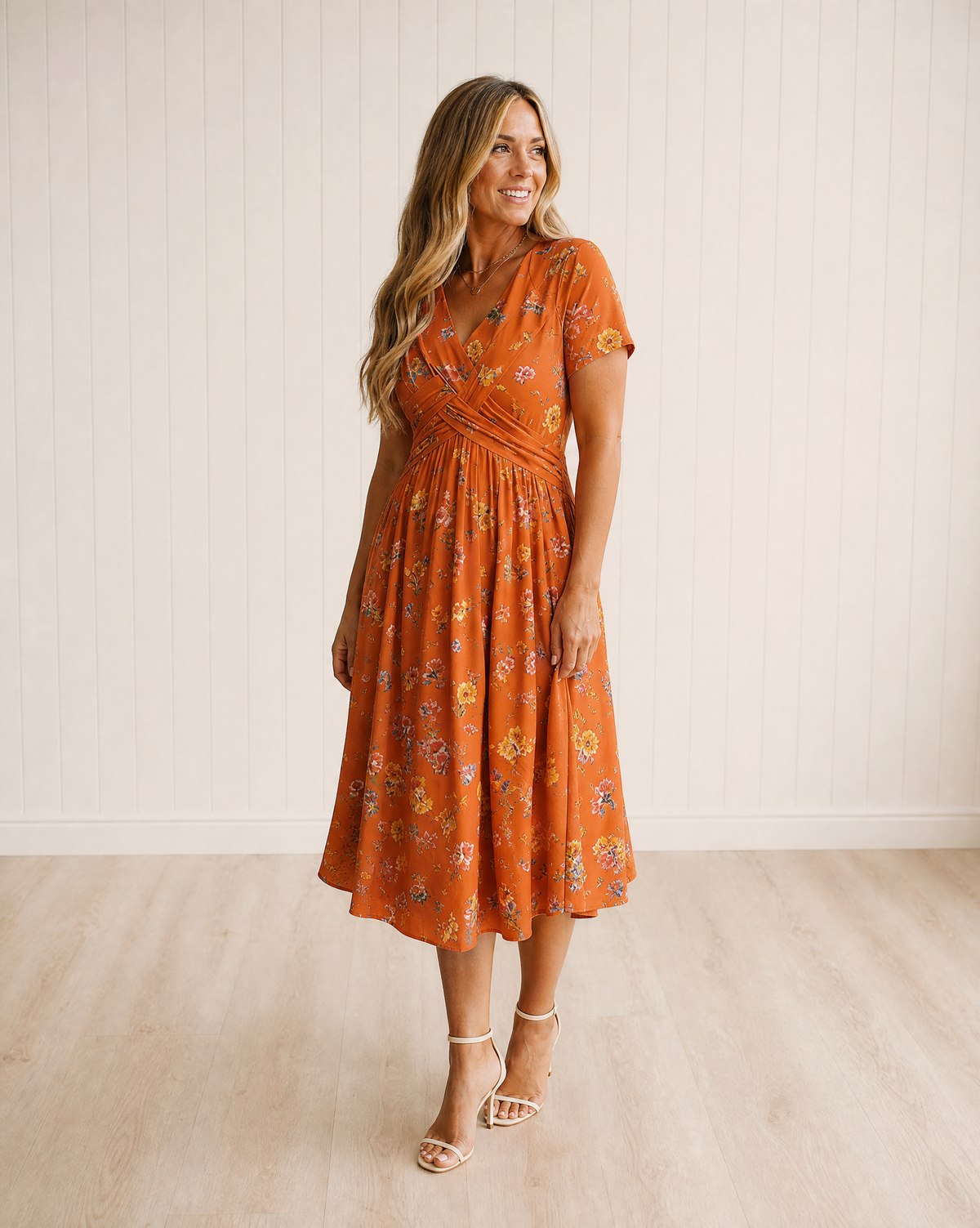 Clara V-Neck Floral Print Dress with Twist Waist