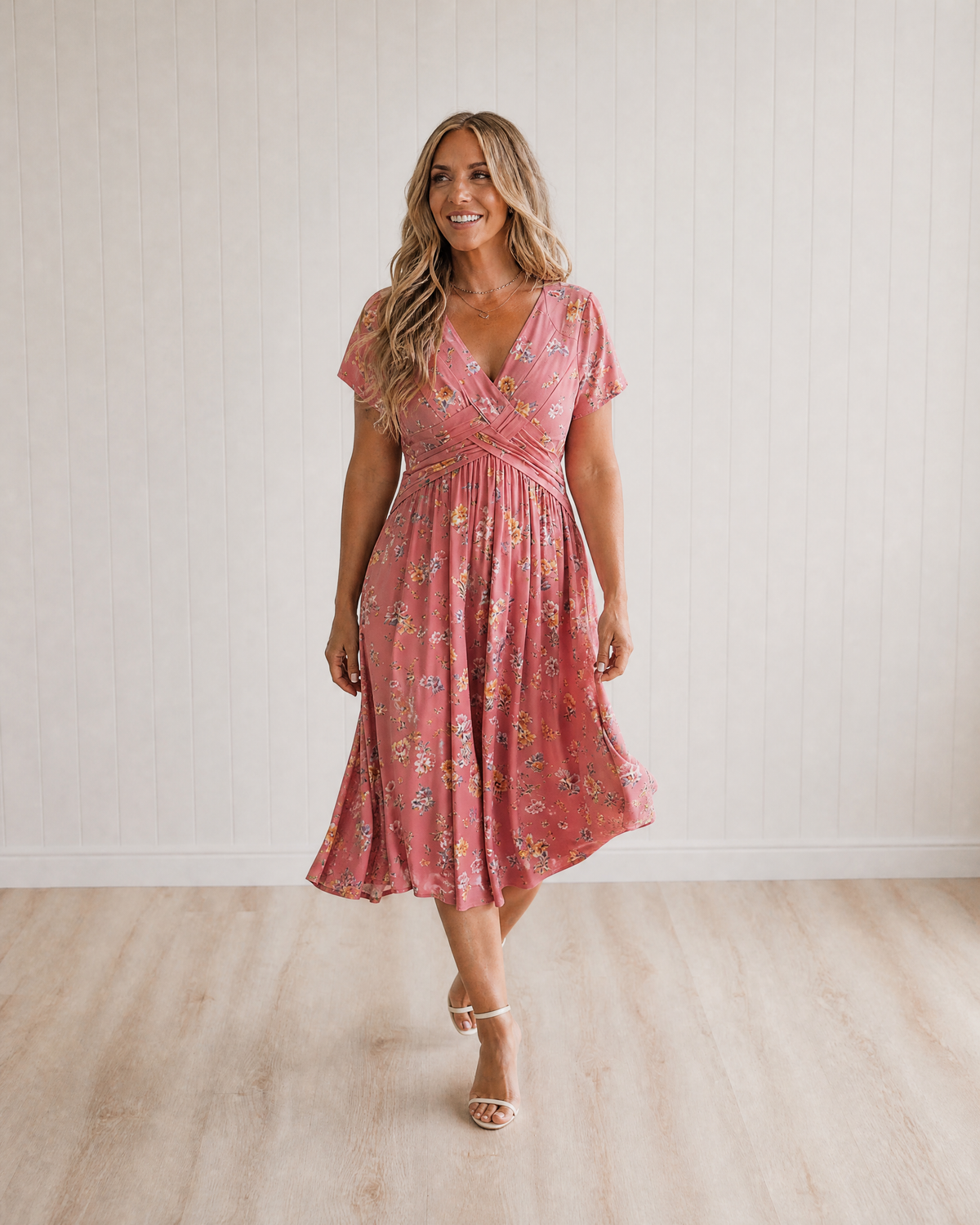 Clara V-Neck Floral Print Dress with Twist Waist