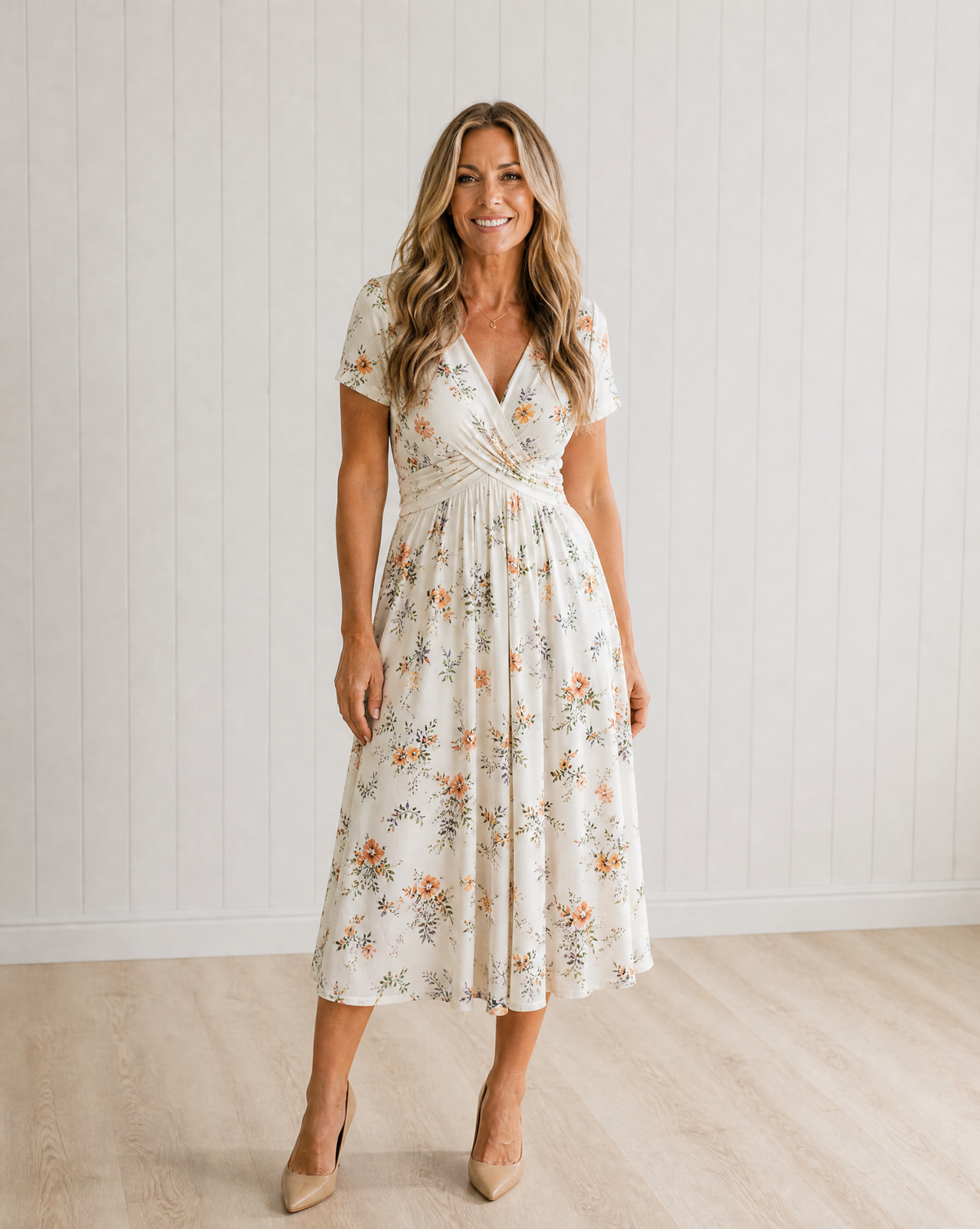 Clara V-Neck Floral Print Dress with Twist Waist