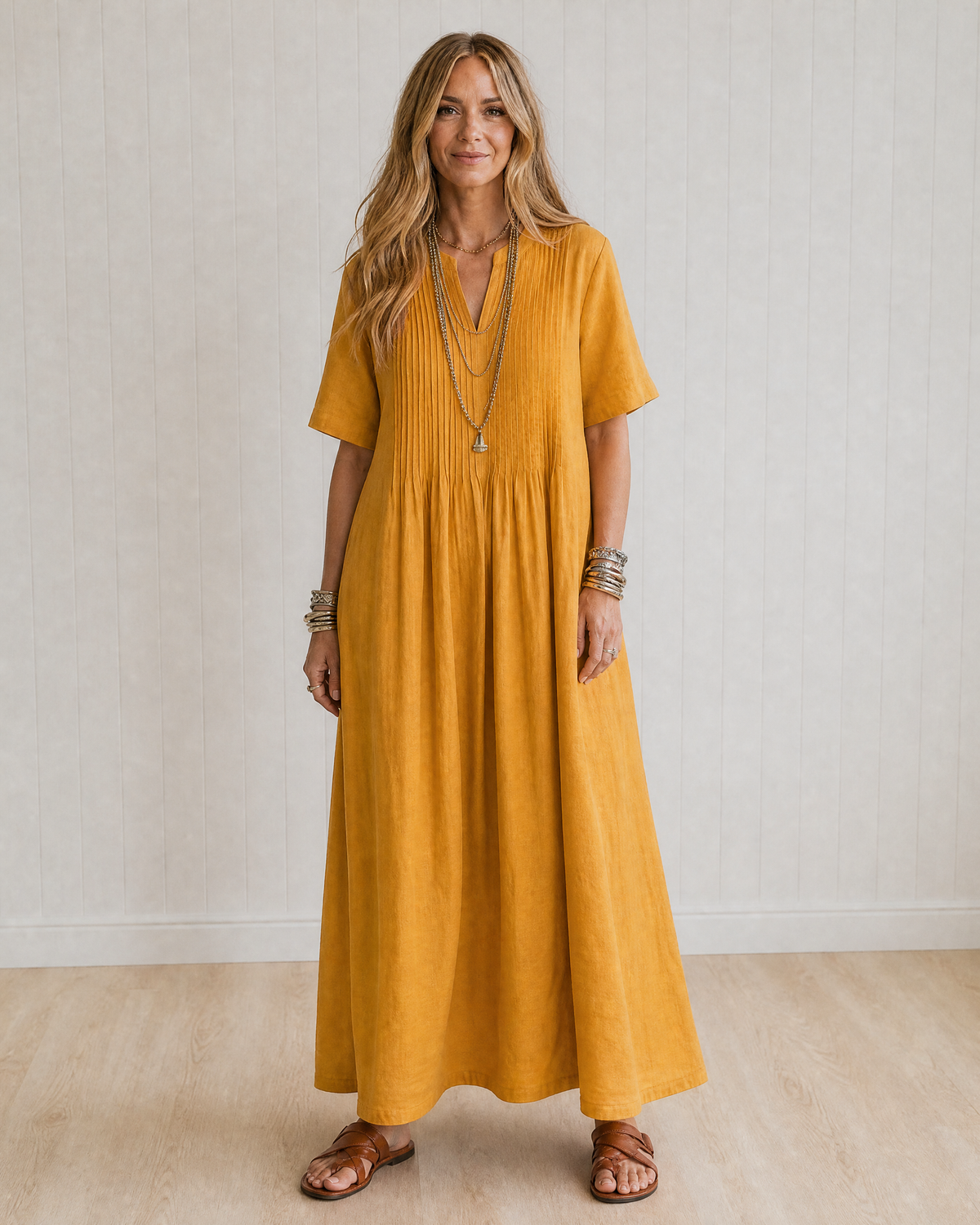 Colette Effortlessly Tailored Pleated Midi Dress