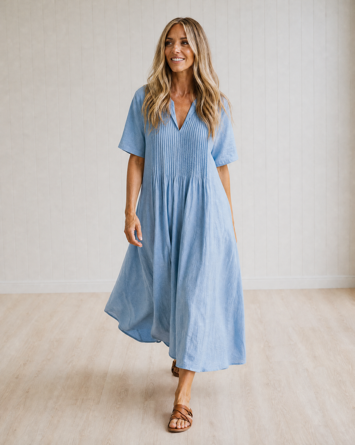 Colette Effortlessly Tailored Pleated Midi Dress
