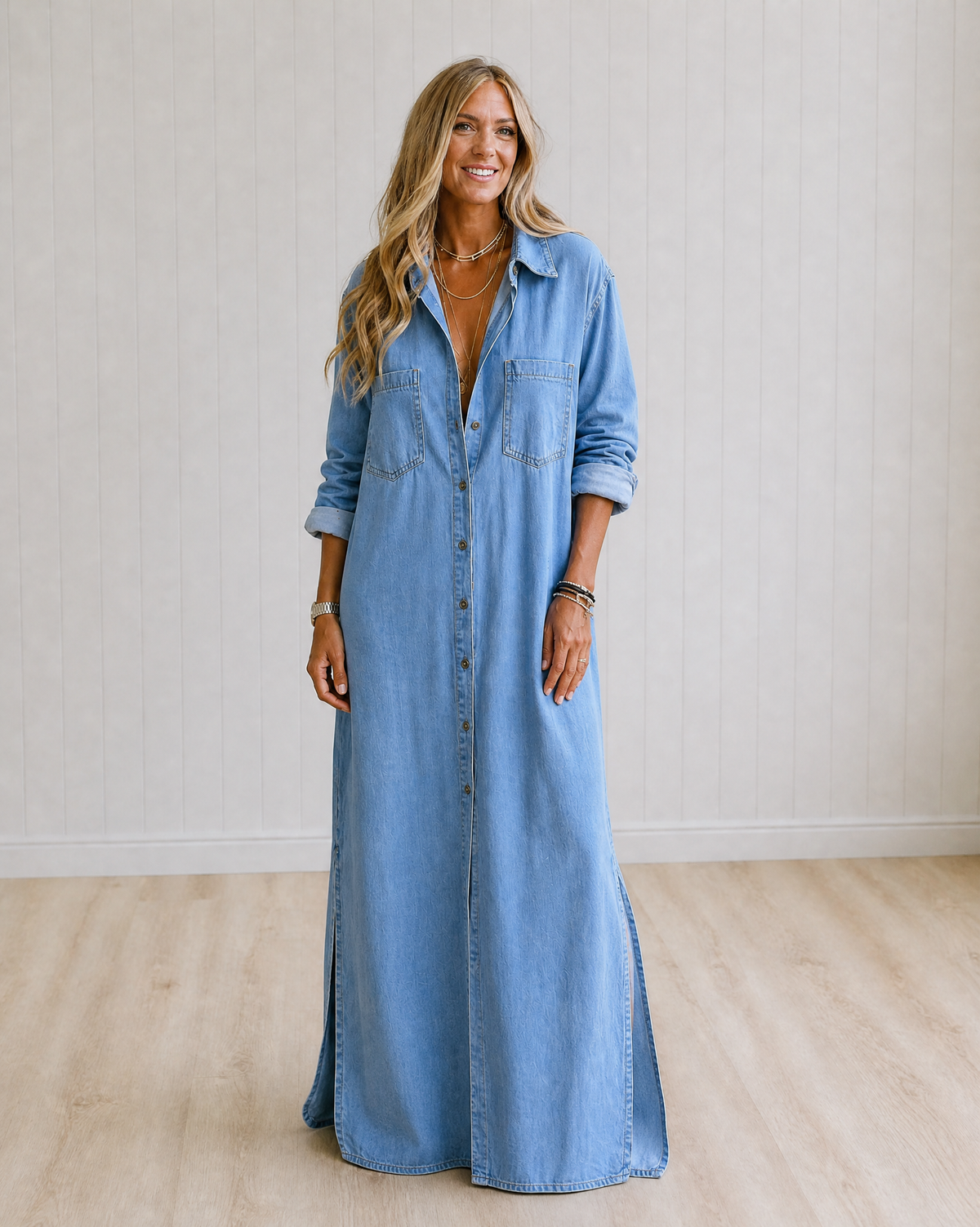 Dahlia Denim Button Down Dress