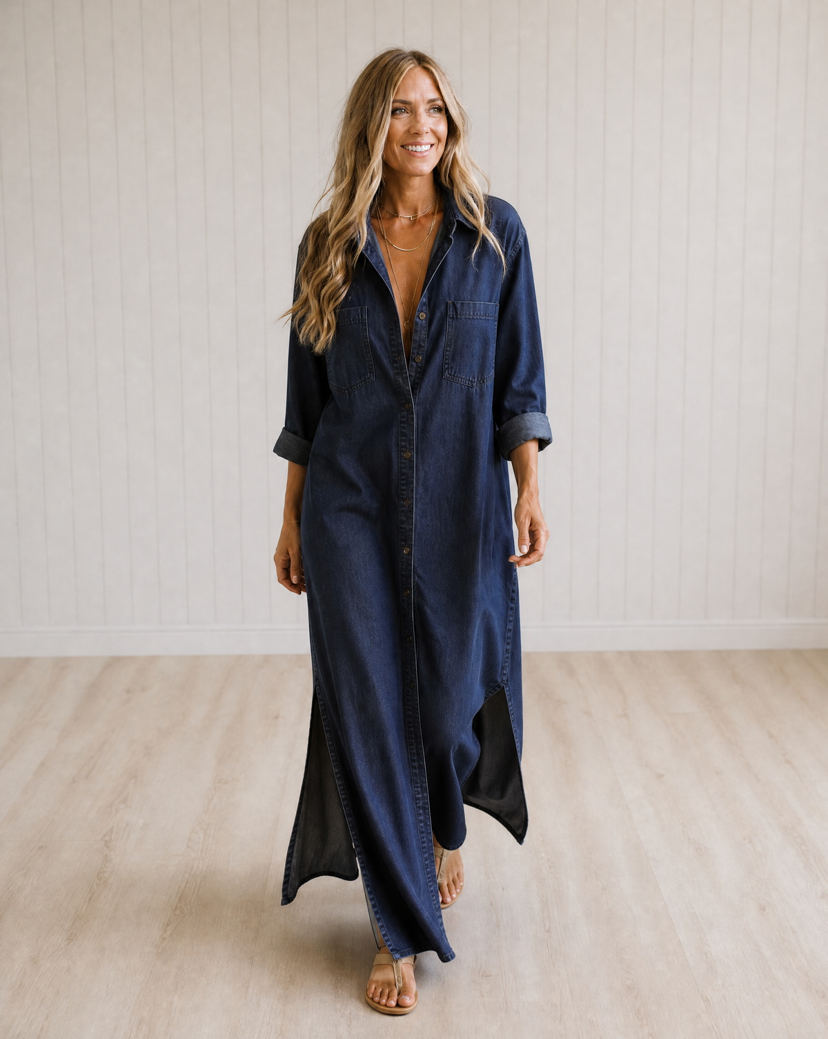 Dahlia Denim Button Down Dress