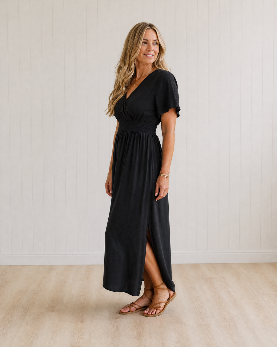 Esme Summer V-Neck Side Slit Maxi Dress