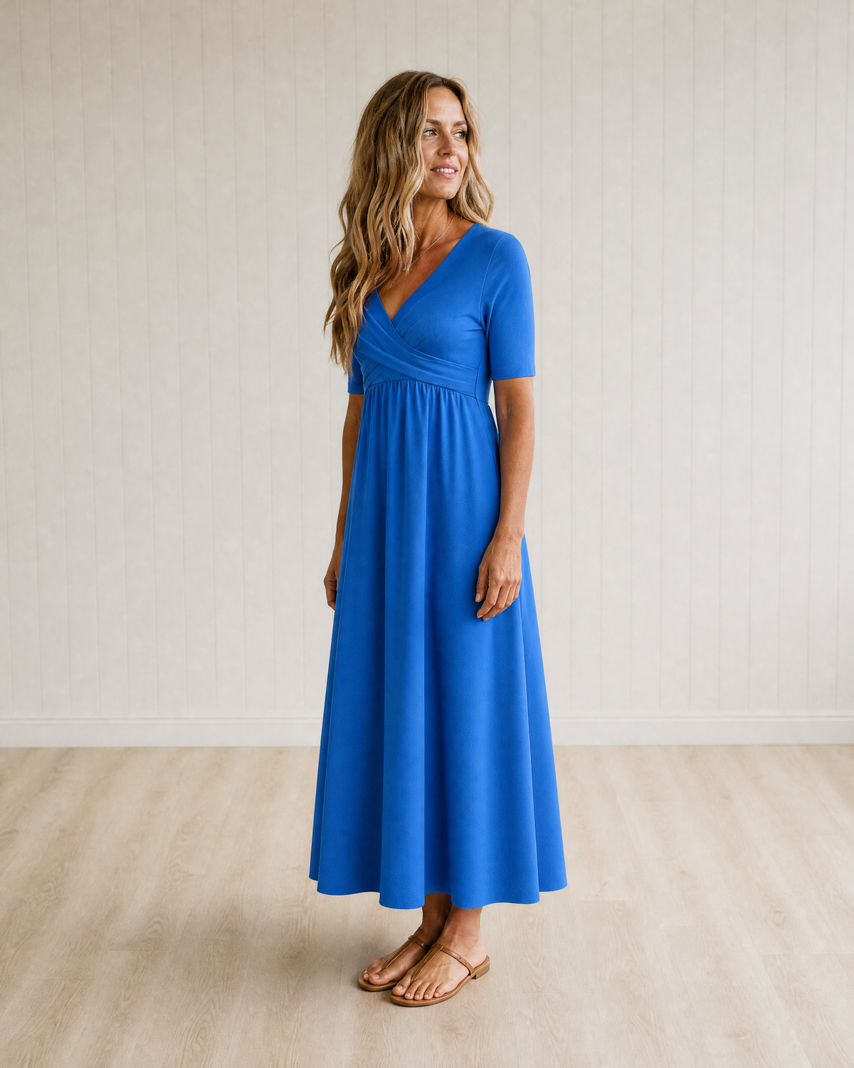 Evelina Wrap V-Neck Cocktail Maxi Dress