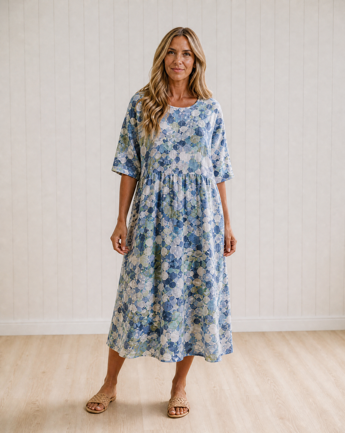 Fleur Loose and Lightweight Floral Midi Dress
