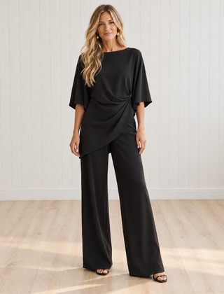 Gabriella | Draped Blouse and Wide Trouser Set