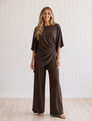 Gabriella | Draped Blouse and Wide Trouser Set