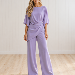 Gabriella | Draped Blouse and Wide Trouser Set