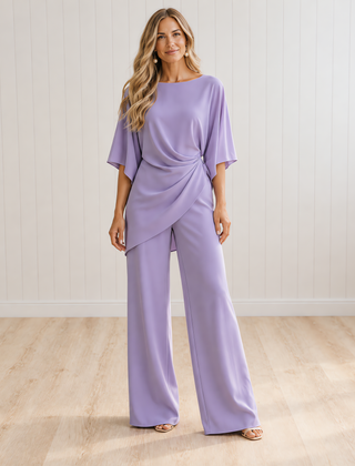 Gabriella | Draped Blouse and Wide Trouser Set
