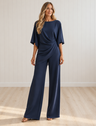 Gabriella | Draped Blouse and Wide Trouser Set