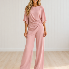 Gabriella | Draped Blouse and Wide Trouser Set