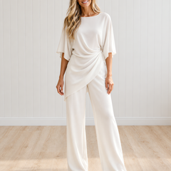 Gabriella | Draped Blouse and Wide Trouser Set