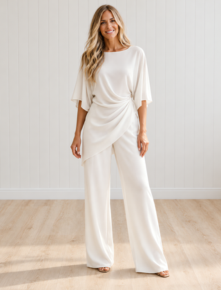 Gabriella | Draped Blouse and Wide Trouser Set