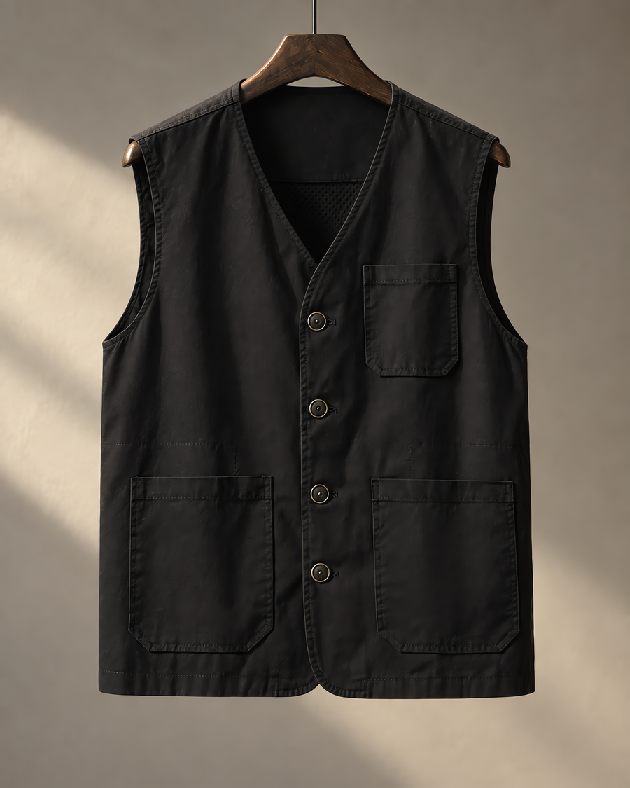 Hartley Cotton Utility Vest with Patch Pockets
