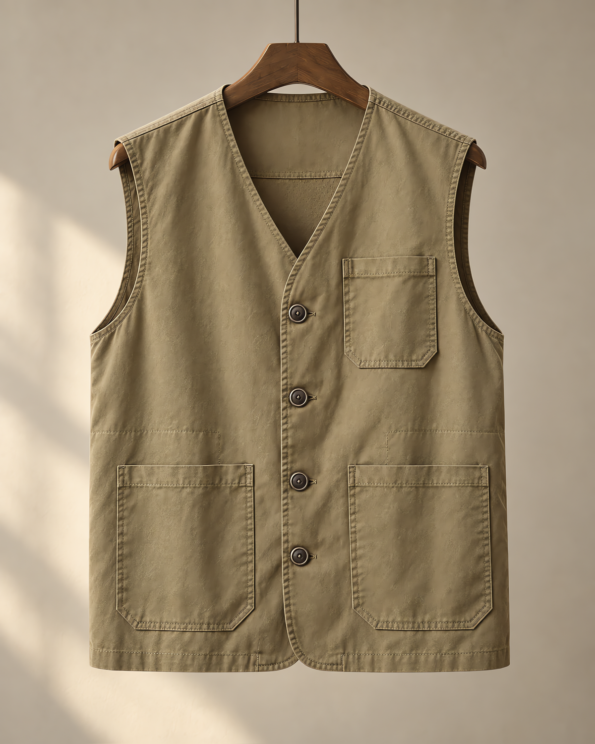 Hartley Cotton Utility Vest with Patch Pockets