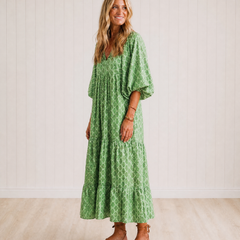 Hermione Patterned Midi Dress in green